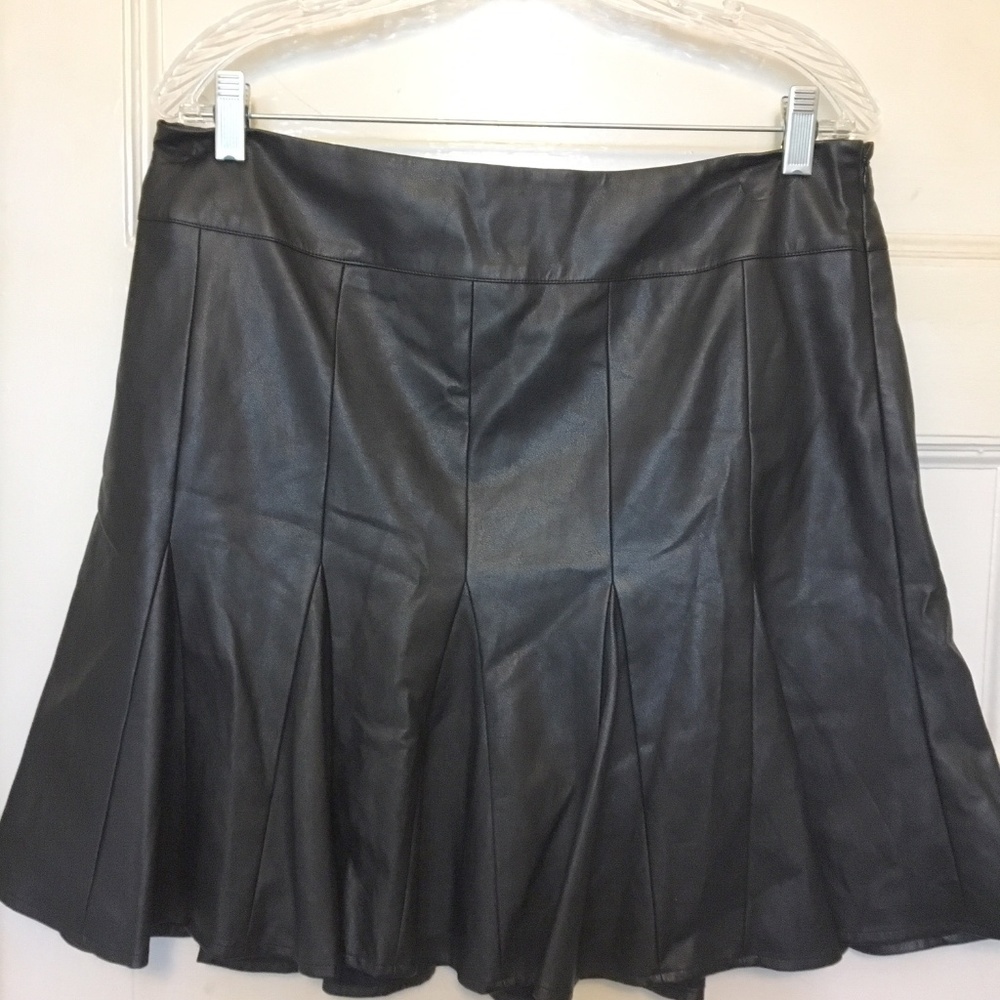 Anne Taylor Leather Pleated Skirt